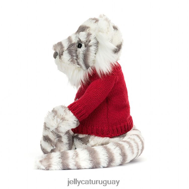 juguete Jellycat tímido tigre de las nieves con jersey rojo personalizado gris y blanco T88T62581