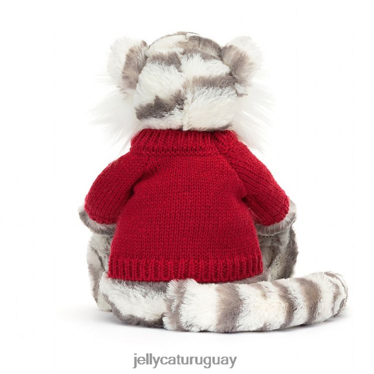 juguete Jellycat tímido tigre de las nieves con jersey rojo personalizado gris y blanco T88T62581