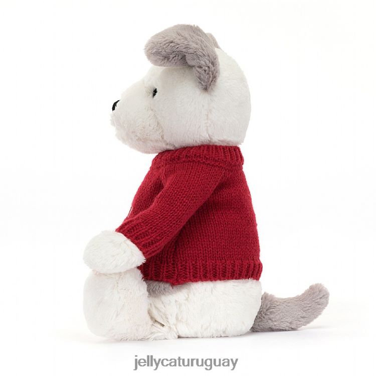 juguete Jellycat terrier tímido con jersey rojo personalizado gris y blanco T88T62515