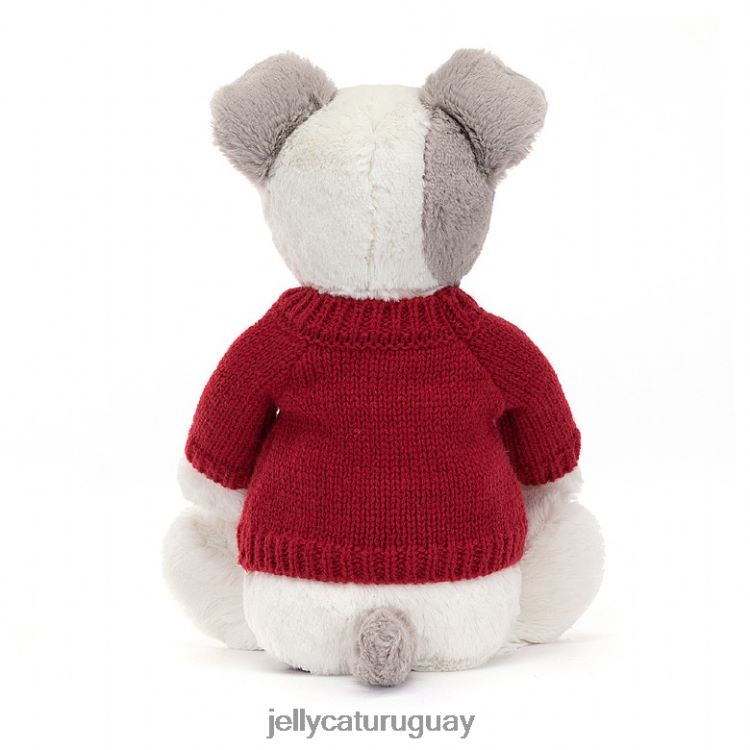 juguete Jellycat terrier tímido con jersey rojo personalizado gris y blanco T88T62515