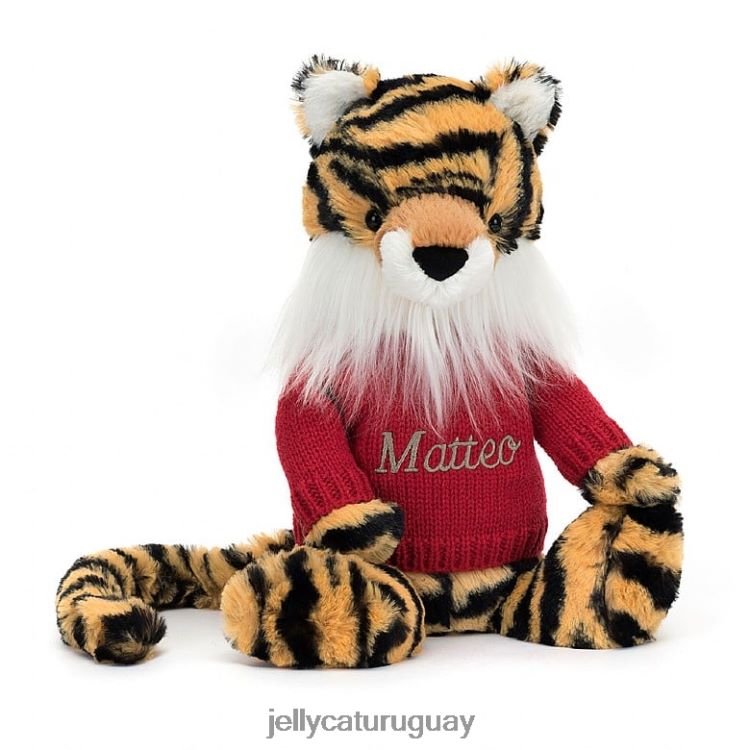juguete Jellycat tigre tímido con jersey rojo personalizado multicolor T88T62313