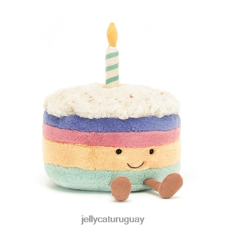 juguete Jellycat divertido pastel de cumpleaños arcoiris multicolor T88T62286
