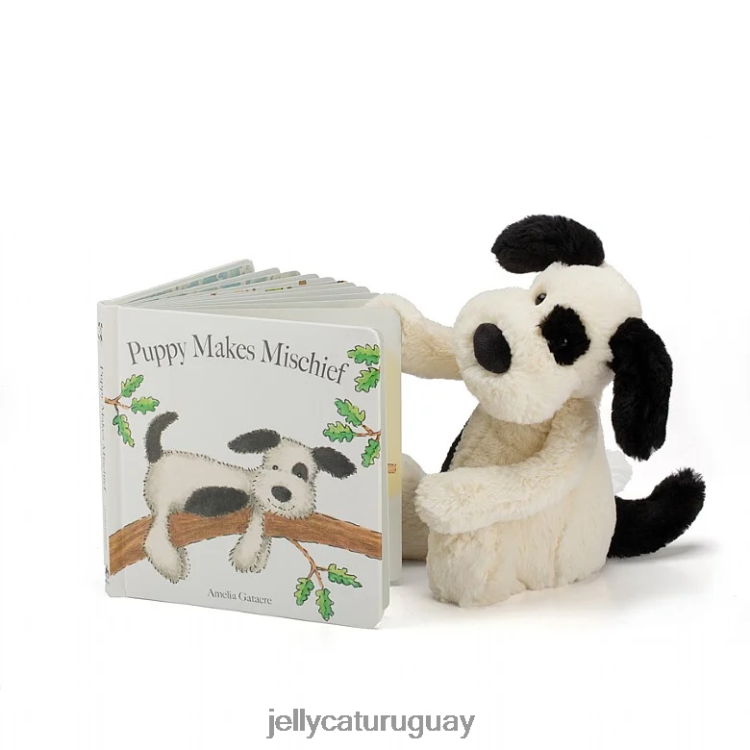 libro Jellycat Cachorro hace travesuras libro y cachorro tímido blanco y negro T88T62747