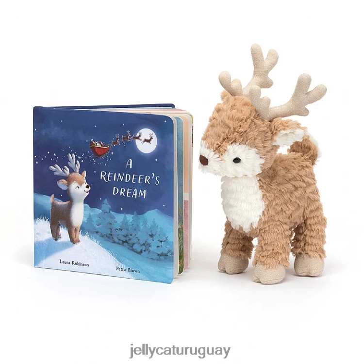 libro Jellycat El libro de los sueños del reno Mitzi y el reno Mitzi marrón y blanco. T88T62548