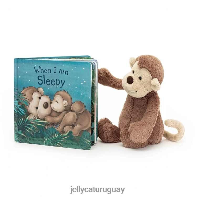 libro Jellycat cuando tengo sueño libro y mono tímido marrón T88T62725