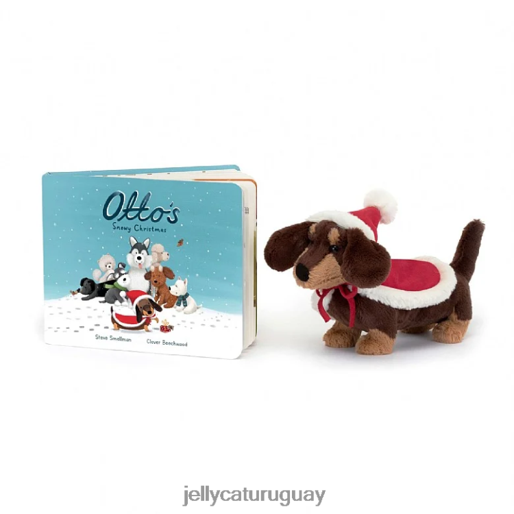 libro Jellycat libro de navidad nevado de otto y calentador de invierno otto perro salchicha marrón T88T62305