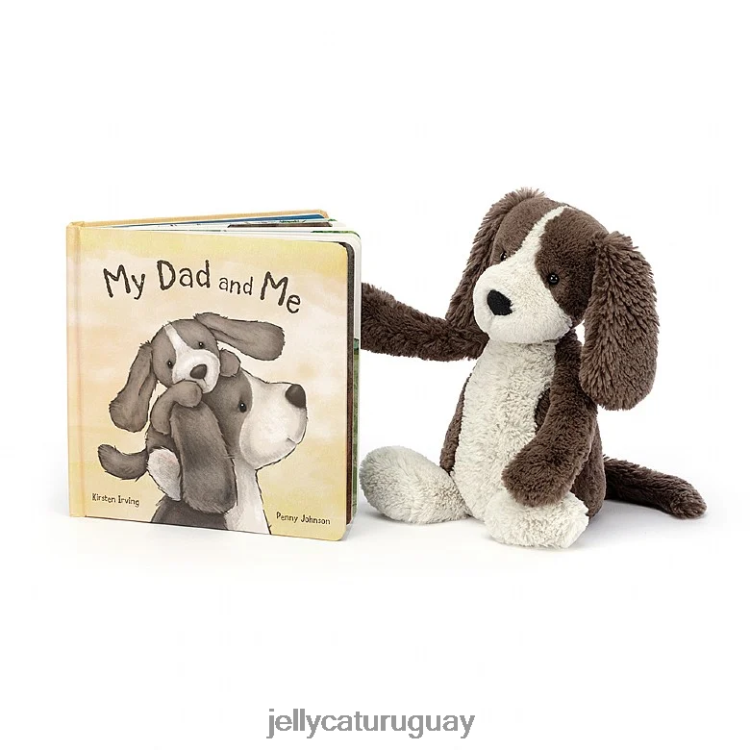 libro Jellycat mi papá y yo reservamos y un tímido cachorro dulce de azúcar marrón y blanco T88T62729