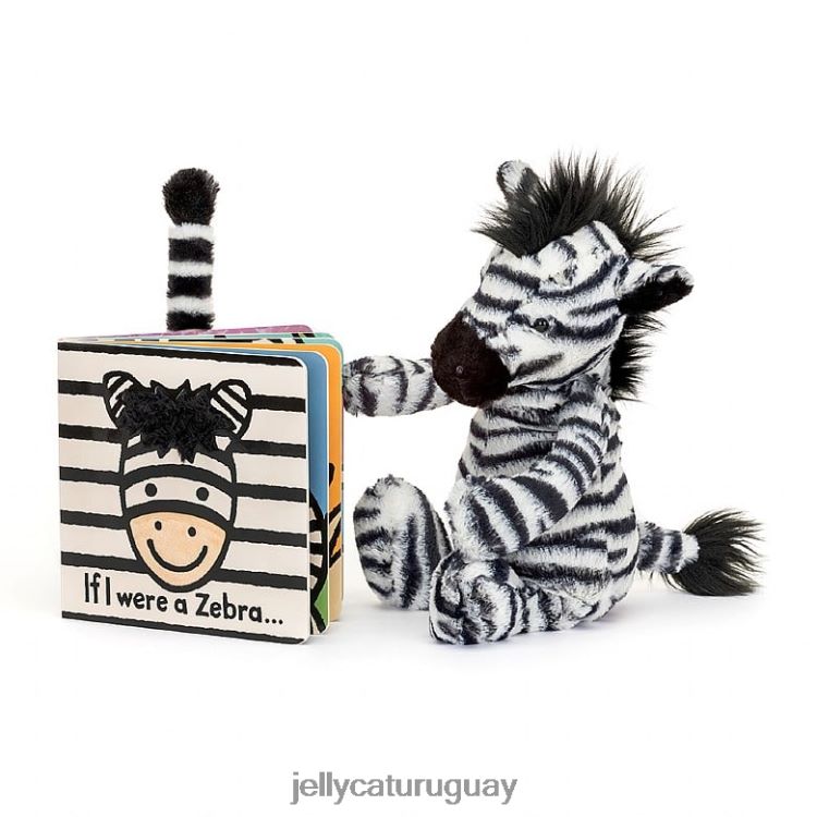 libro Jellycat Si yo fuera un libro de tablero de cebra y una cebra tímida en blanco y negro T88T62796