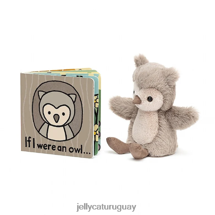 libro Jellycat si yo fuera un libro de búho y un búho gris y blanco T88T62732